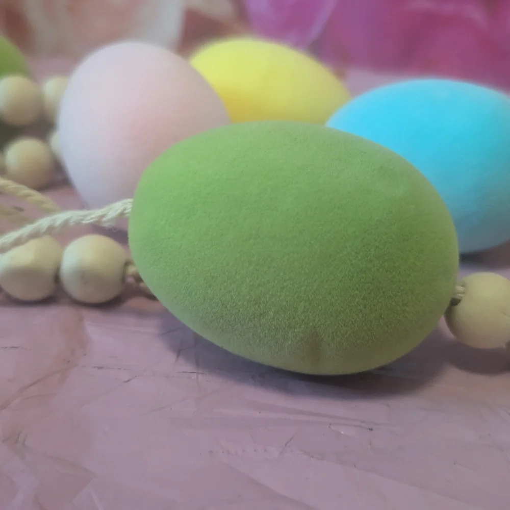 Pastel Easter Egg Garland with Wooden Beads